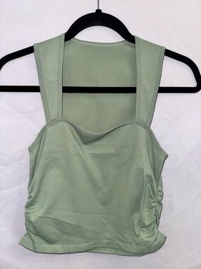 Wide-Strap Sage Green ribbed Tank Top